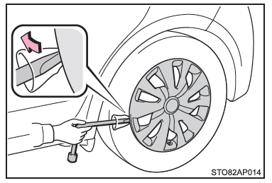 Toyota Yaris. Wechseln eines defekten Rads
