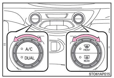 Toyota Yaris. Bedienelemente der Klimaanlage