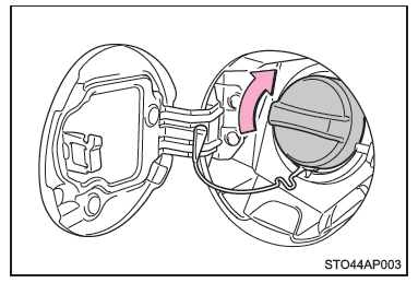 Toyota Yaris. Schließen des Kraftstofftankverschlusses