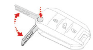 Citoen C3. Ausklappen des Schlüssels