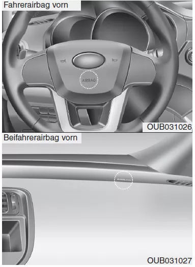 Fahrer- und Beifahrerairbag vorn